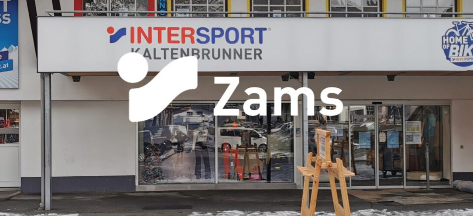 Intersport Kaltenbrunner Sport- und Bike-Shop in Zams, ein alpines Einzelhandelsgeschäft mit Schnee am Boden.